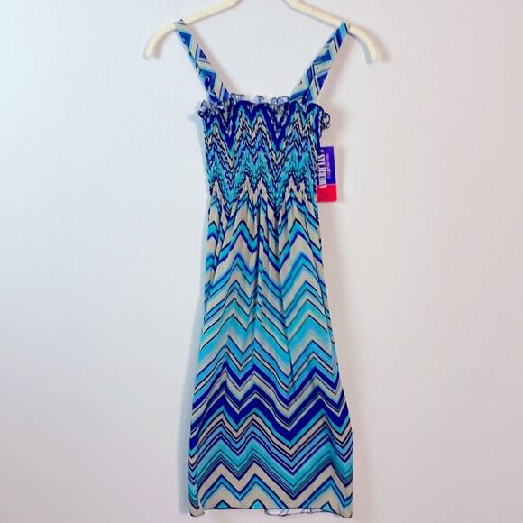 American Fashion Jr.Miss S/M Boho Chevron Print Aqua Sundress - Picture 6 of 7